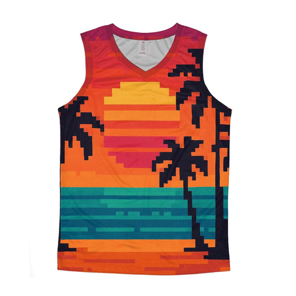 Pixel Beach Sunset designer workout tanks