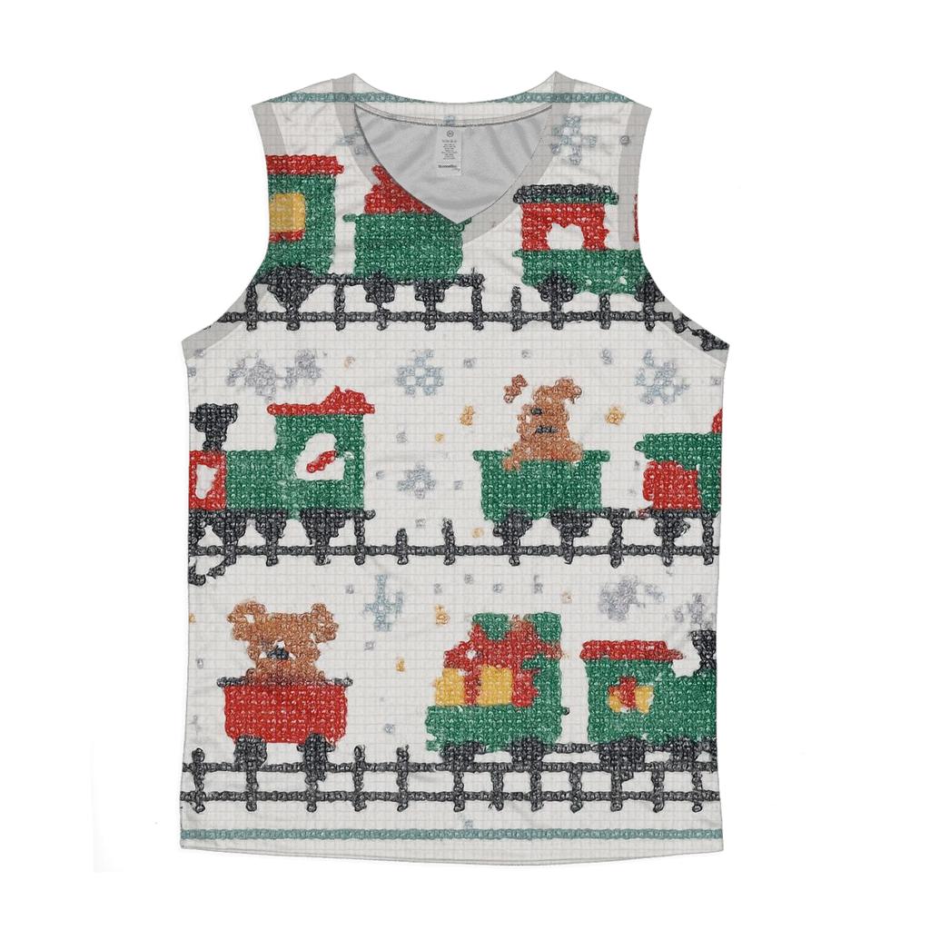 North Pole Toy Train Tracks personalized athletic tanks