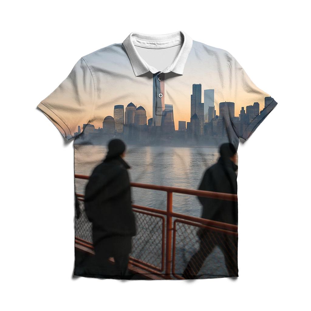 Hudson River Sunrise Commute personalized polo shirts
