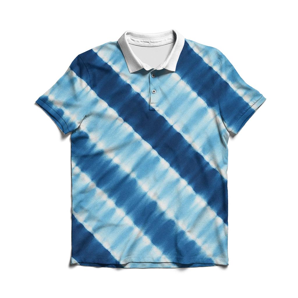 Indigo Arashi Rainfall Stripes classic pique polos
