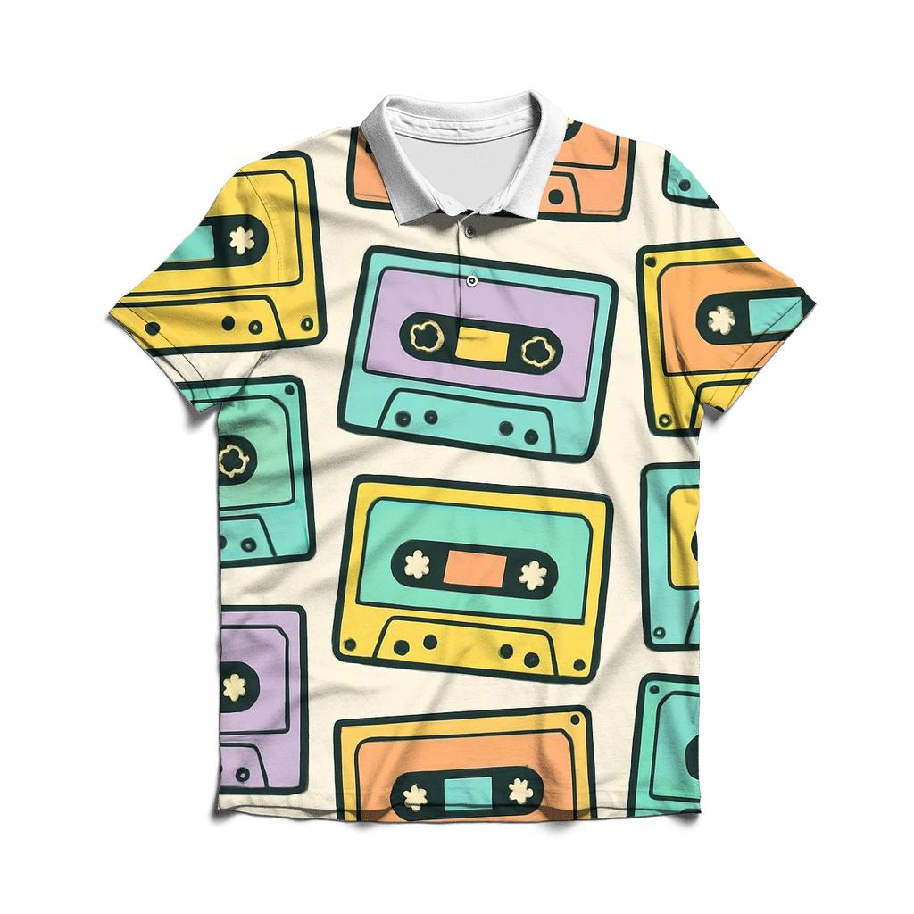 Cassette Mixtape Mosaic casual sports polo shirts