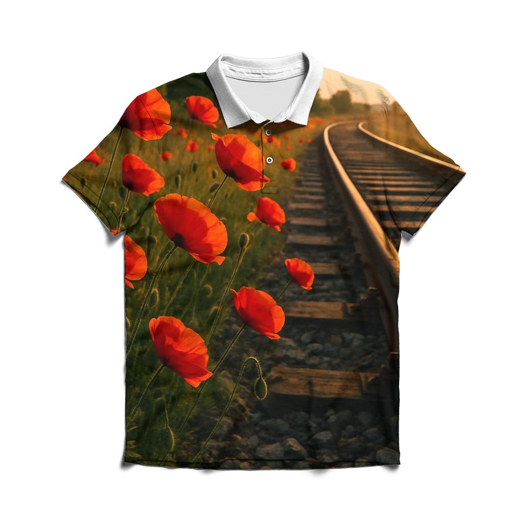 Wild Poppies Along Old Railway Embankment classic pique polos