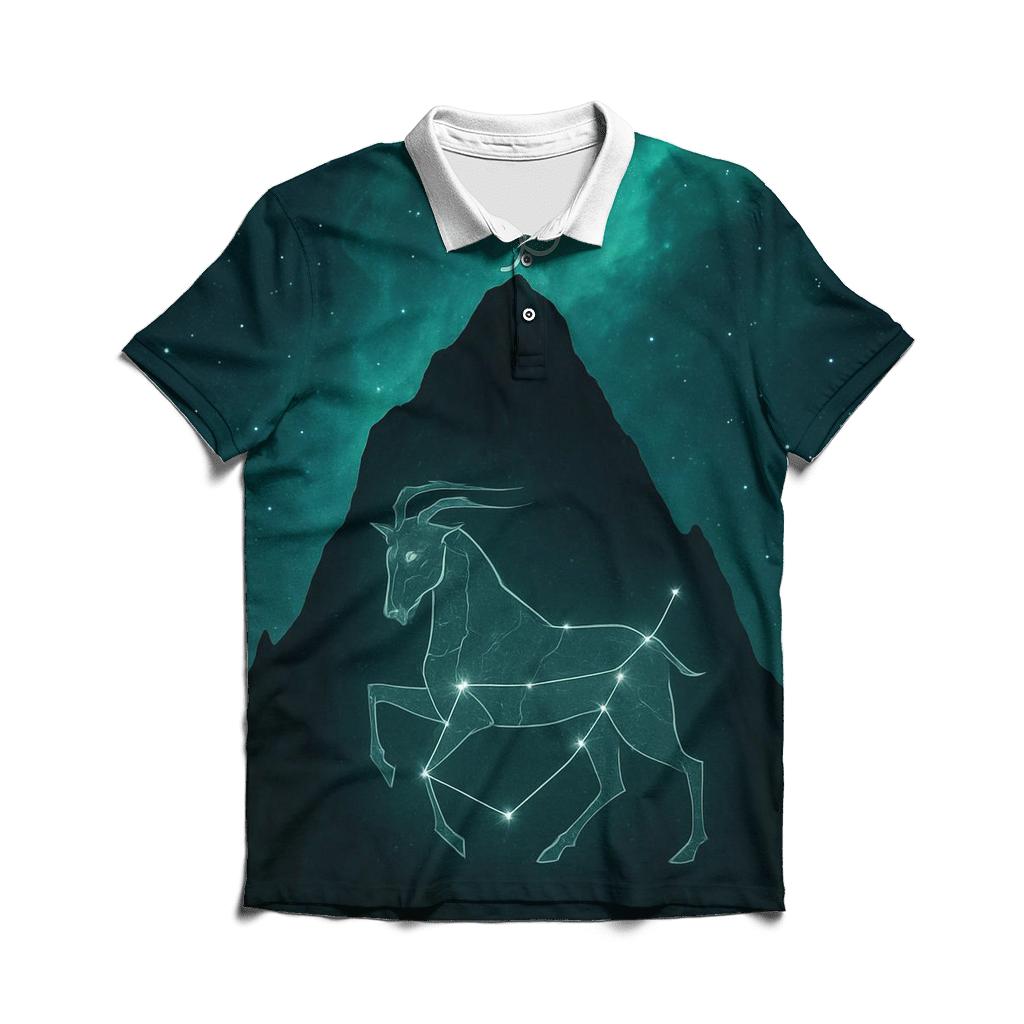 Capricorn Mountain Nebula Crest branded logo polo shirts