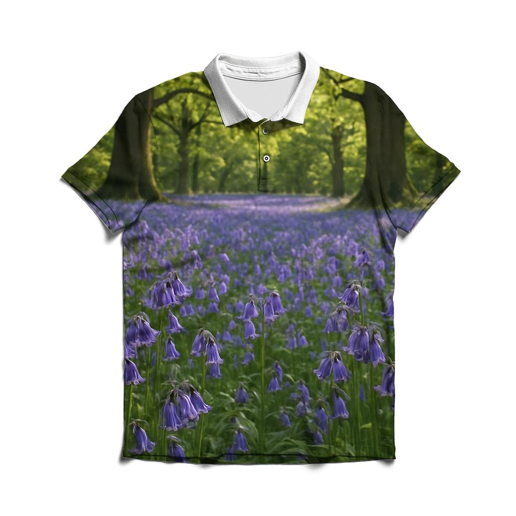 Bluebells Under Ancient Oak Canopy premium cotton polo shirts