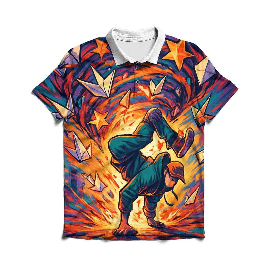 Origami Tornado Dancer casual sports polo shirts