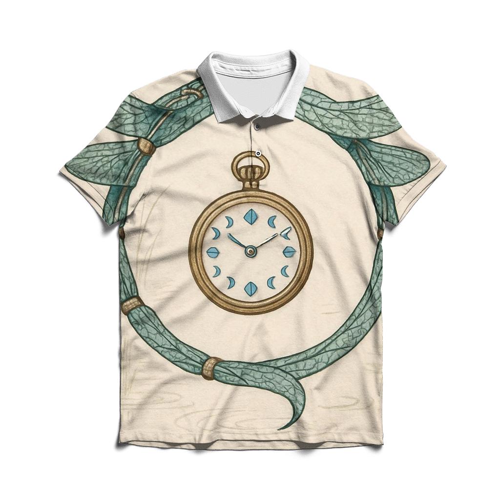 Clockwork Dragonfly Ouroboros premium cotton polo shirts