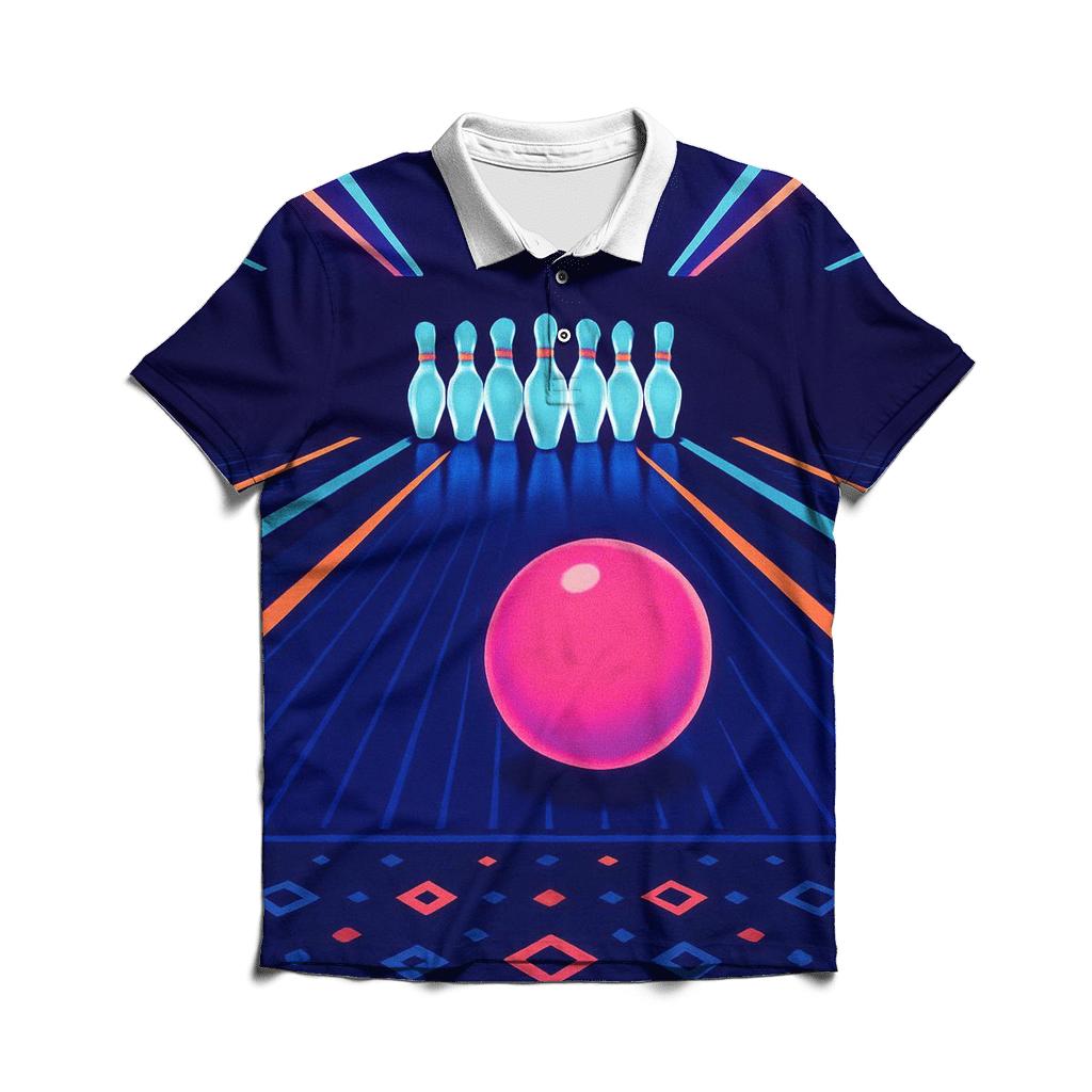 Retro Laser Bowling Night classic pique polos