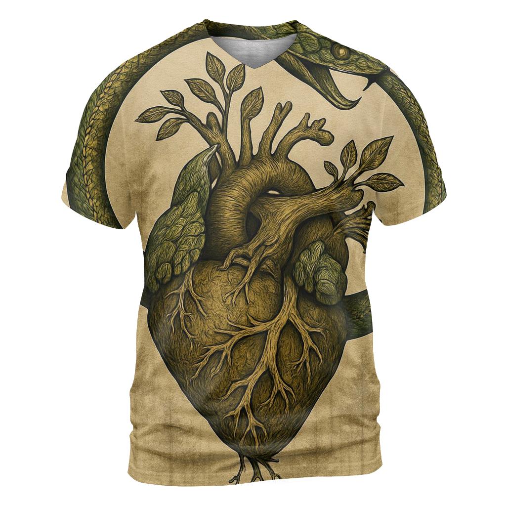 Forest Heart Ouroboros vibrant all-over design tees