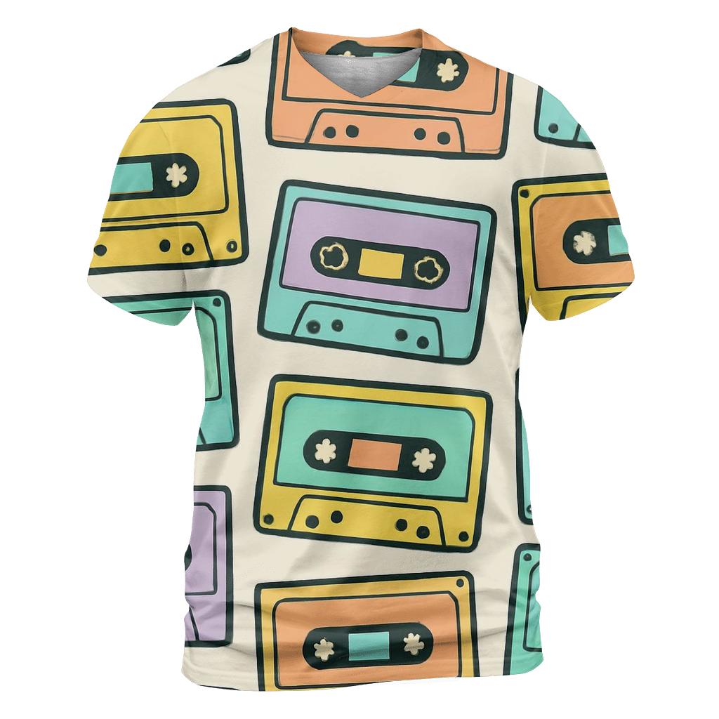 Cassette Mixtape Mosaic trendy printed shirt styles