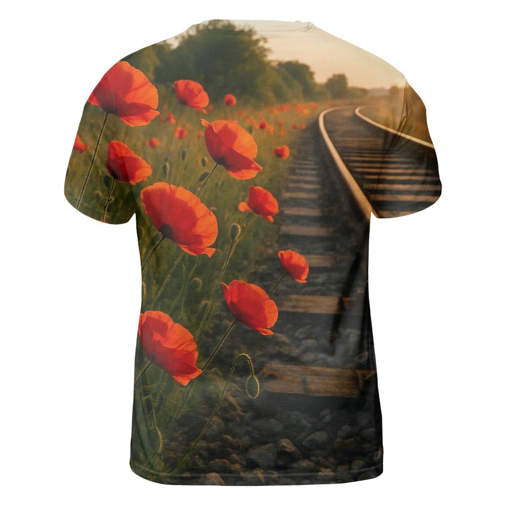 Wild Poppies Along Old Railway Embankment custom all-over print shirts
