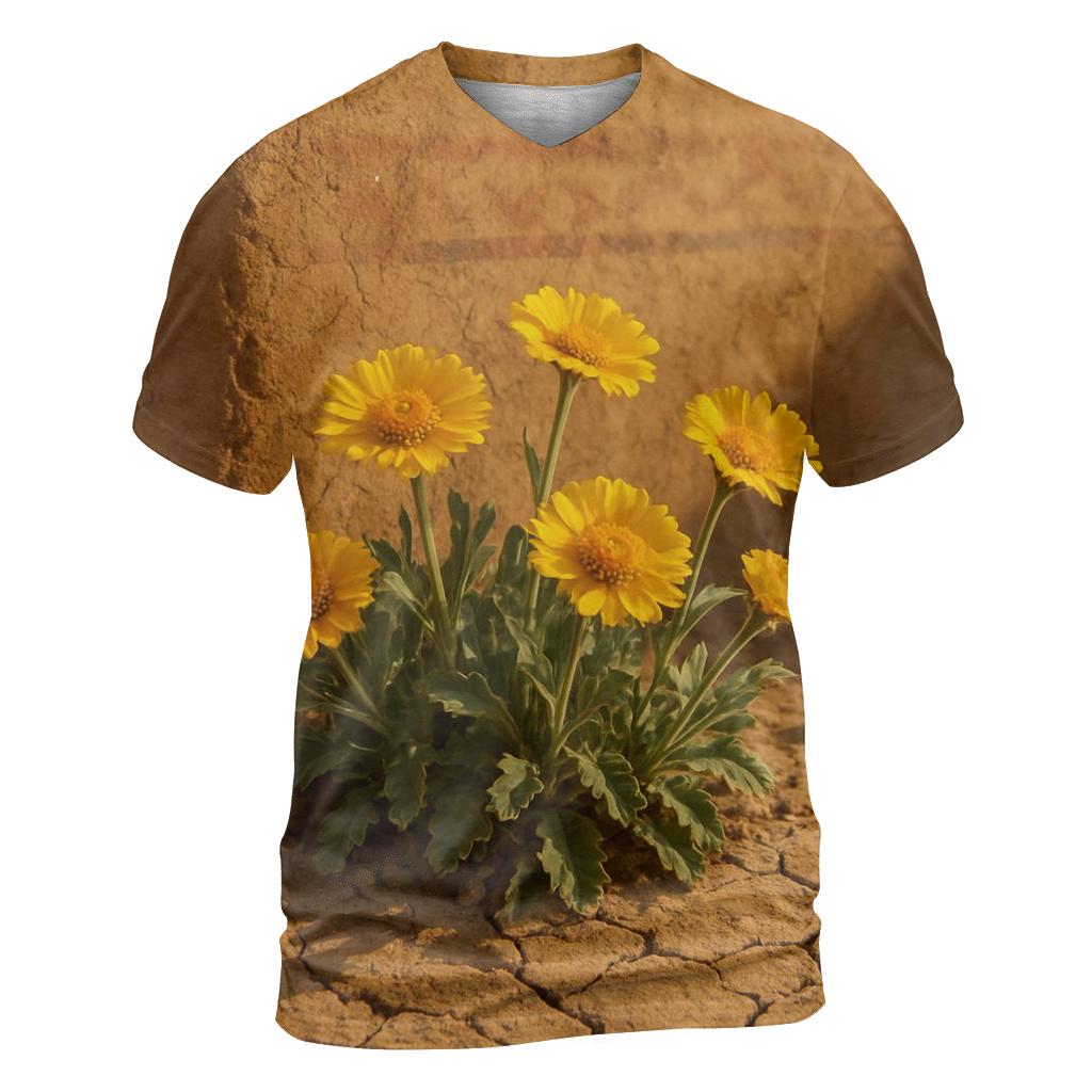 Desert Marigolds Beside Adobe Wall creative print fashion shirts