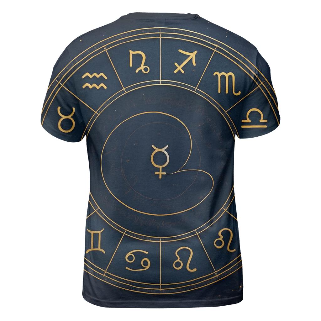 Zodiac Wheel Of Retrograde Reflections vibrant all-over design tees