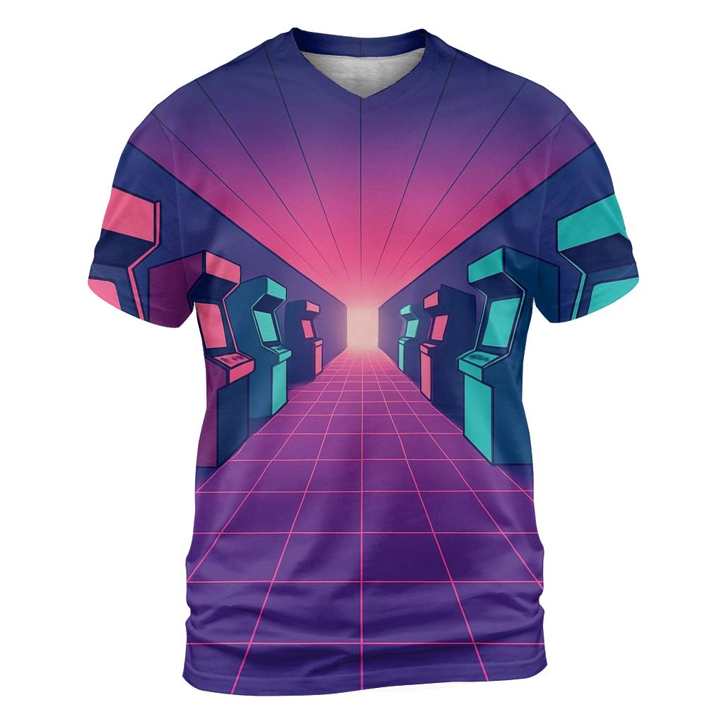 Vaporwave Arcade Corridor designer pattern shirts