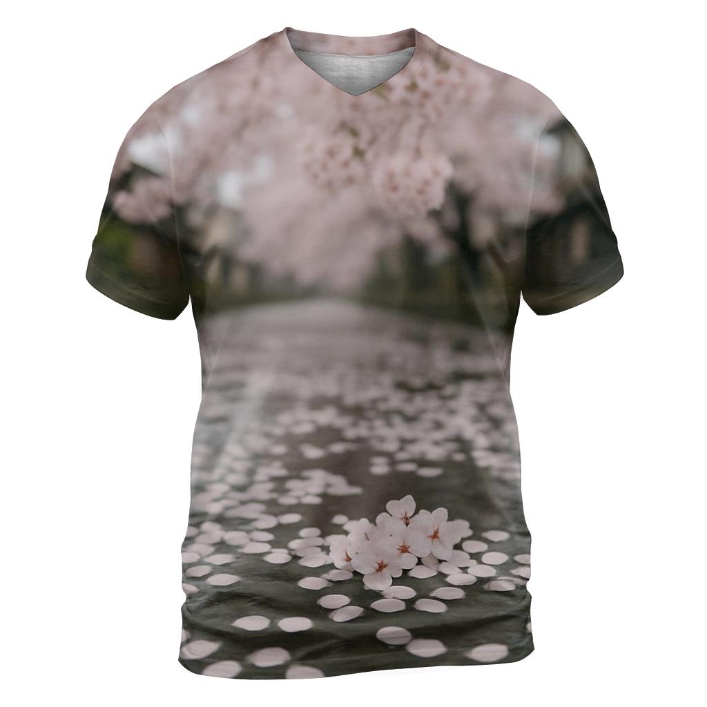 Cherry Blossoms Reflected In Canal Water statement graphic shirts