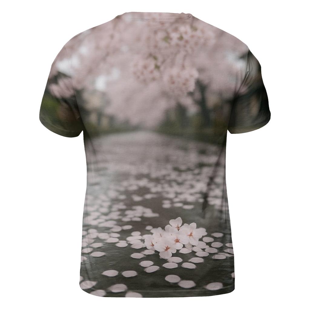 Cherry Blossoms Reflected In Canal Water statement graphic shirts