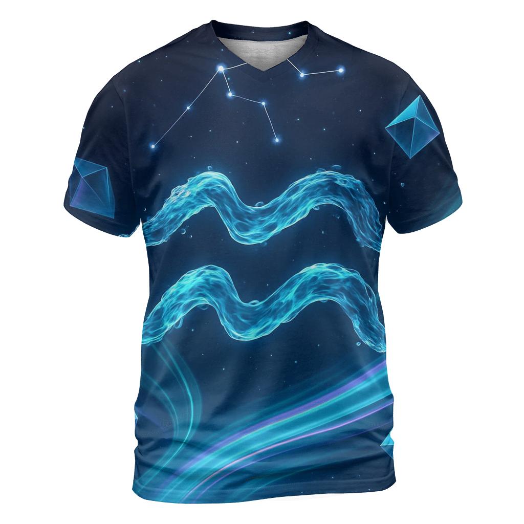Aquarius Crystal Wave Starstream creative print fashion shirts