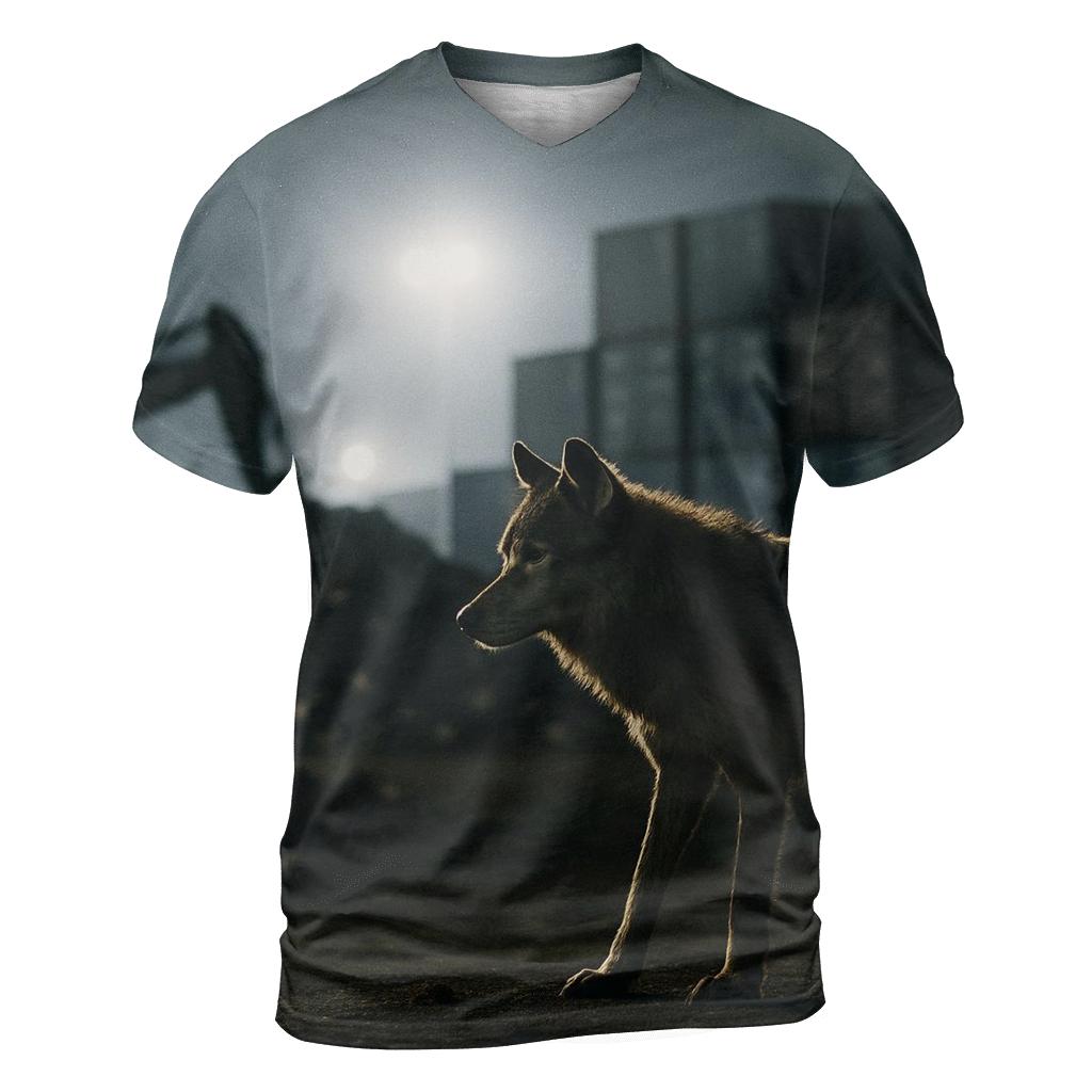Industrial Periphery Nighttime Scavenger Wolf designer pattern shirts