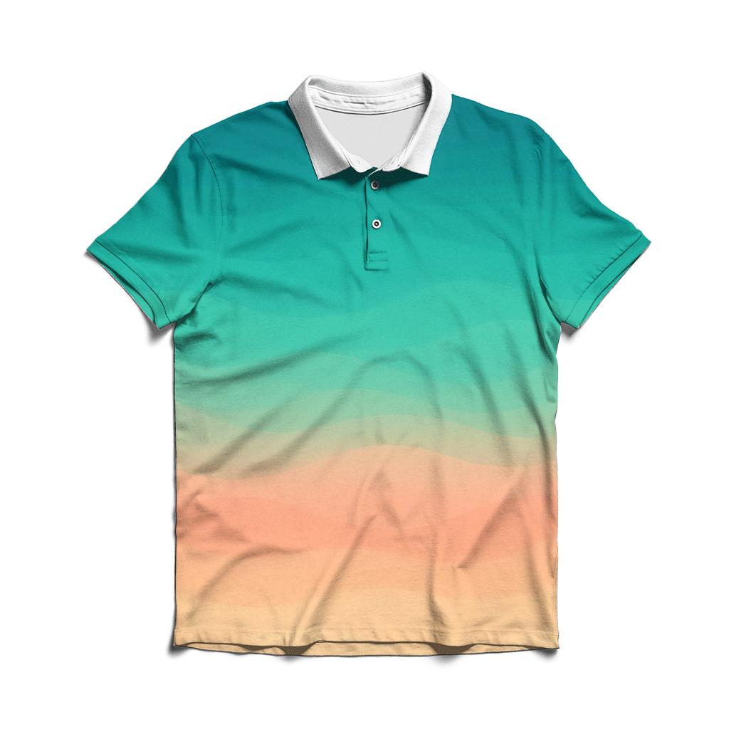 Coral Lagoon Fade premium cotton polo shirts