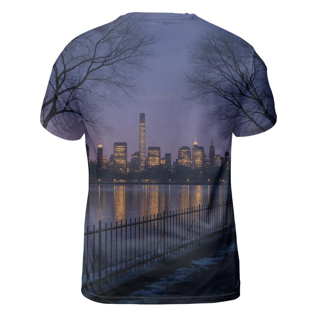 Winter Dusk From Central Park Reservoir designer pattern shirts