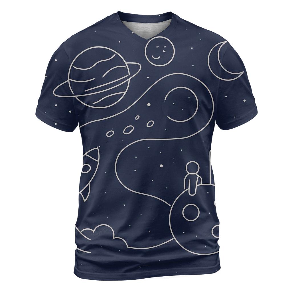 Monoline Cosmic Journey artistic all-over print tops