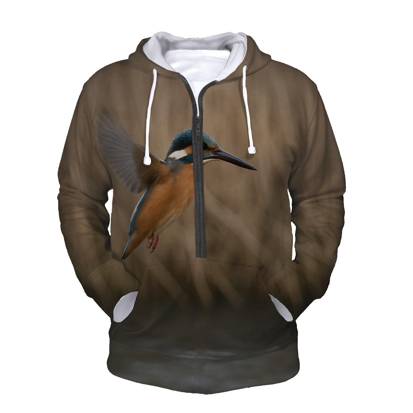 Reedbed Hover Eurasian Kingfisher zip-up hoodies