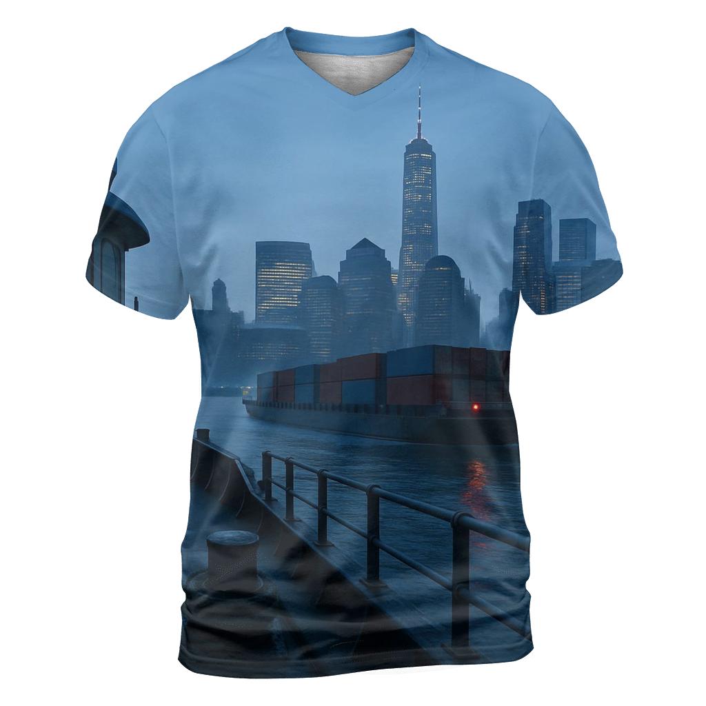 Early Morning Cargo On The East River artistic all-over print tops