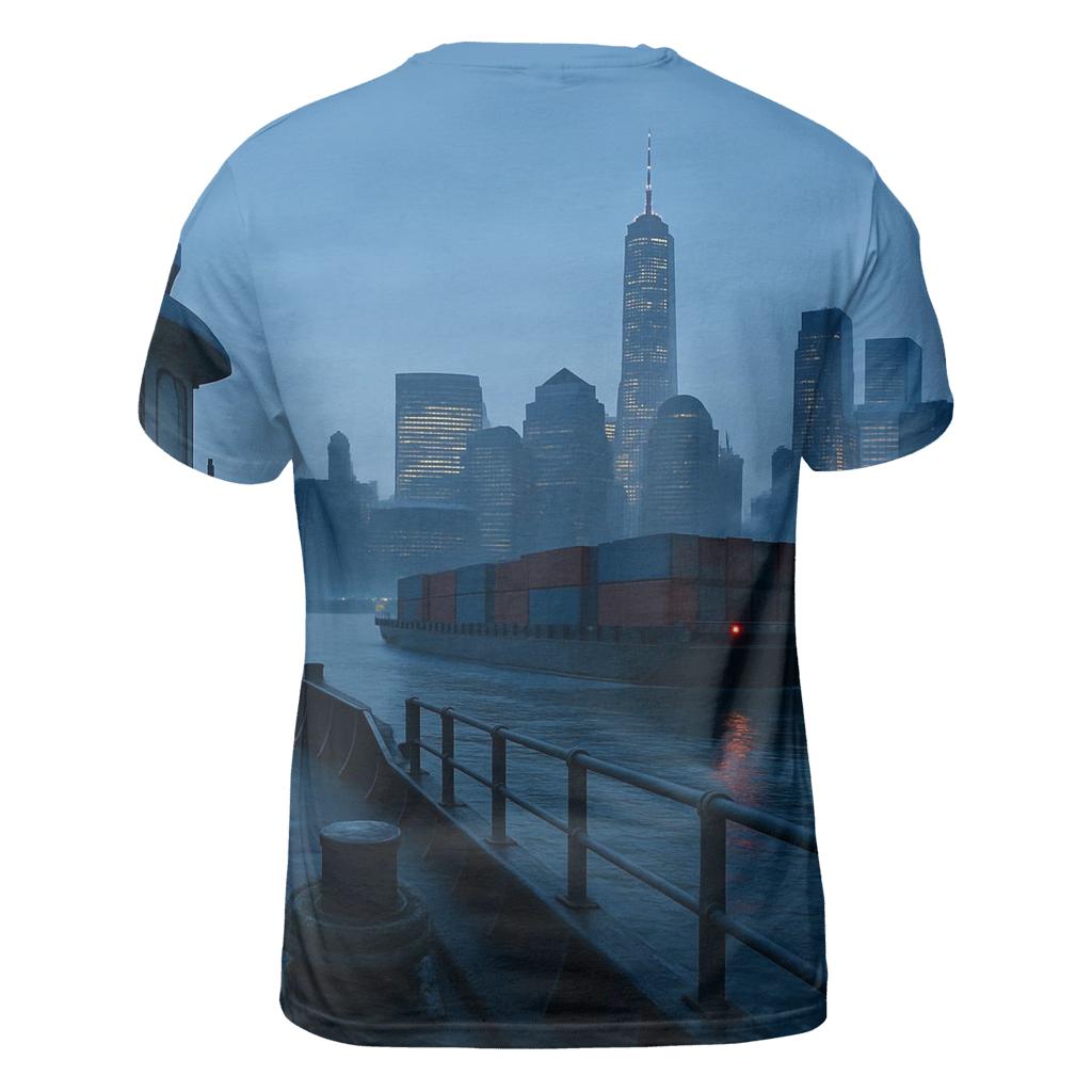 Early Morning Cargo On The East River artistic all-over print tops