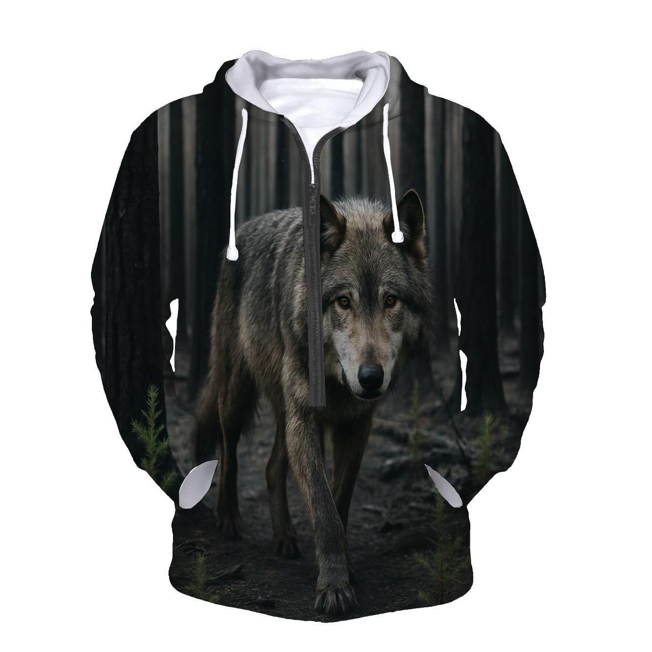 Burned Forest Wolf Return lightweight hoodies