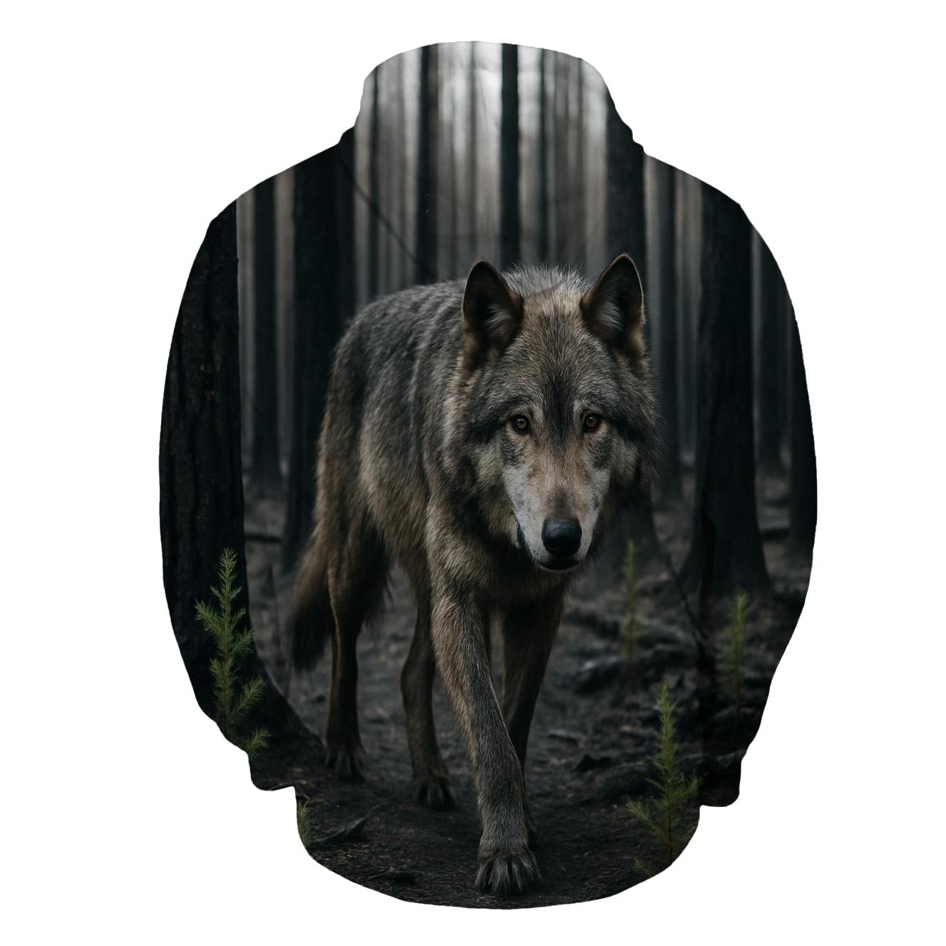 Burned Forest Wolf Return lightweight hoodies