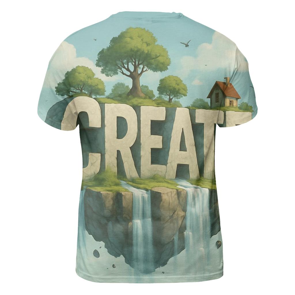 Floating Typographic Island unique graphic print tees