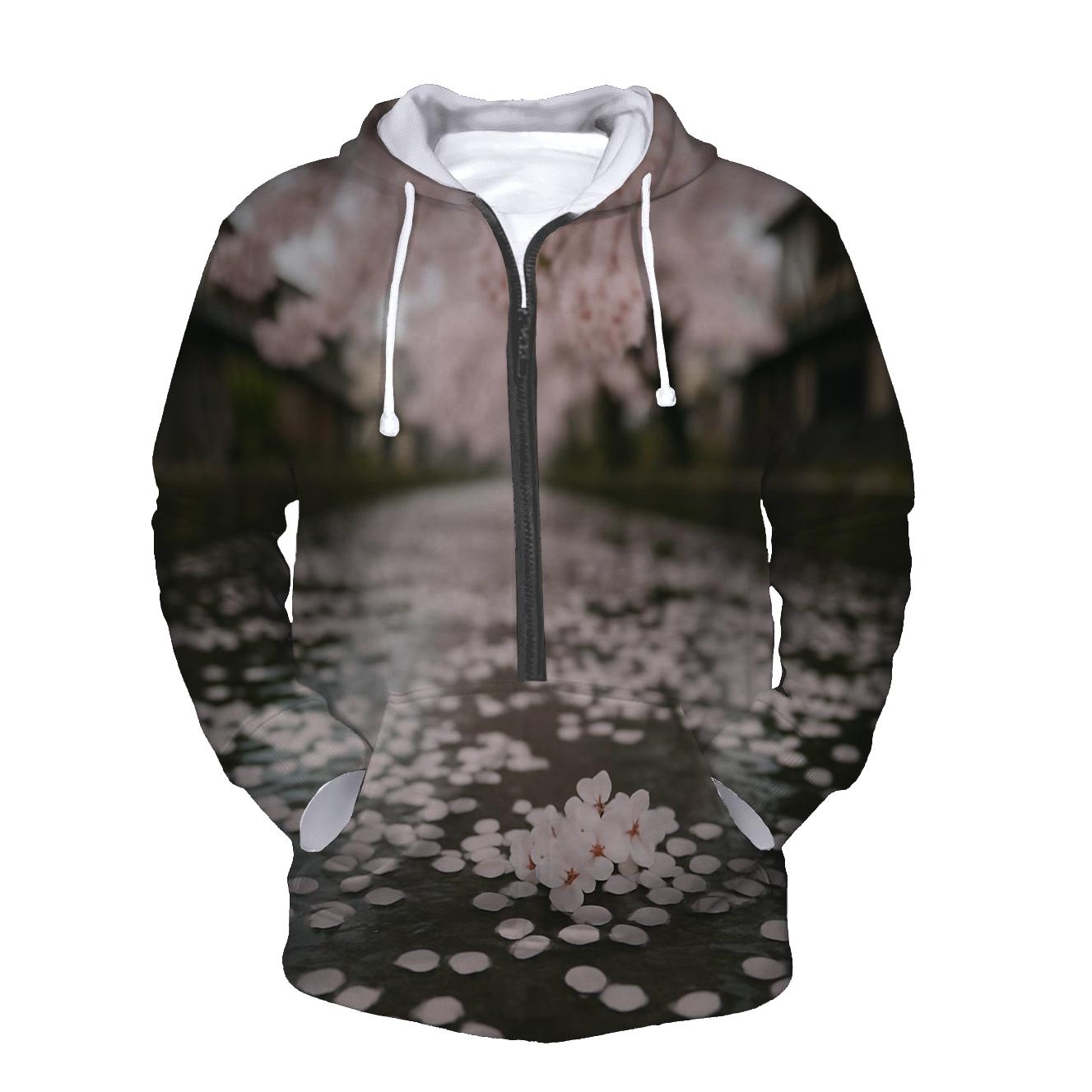 Cherry Blossoms Reflected In Canal Water graphic hoodies