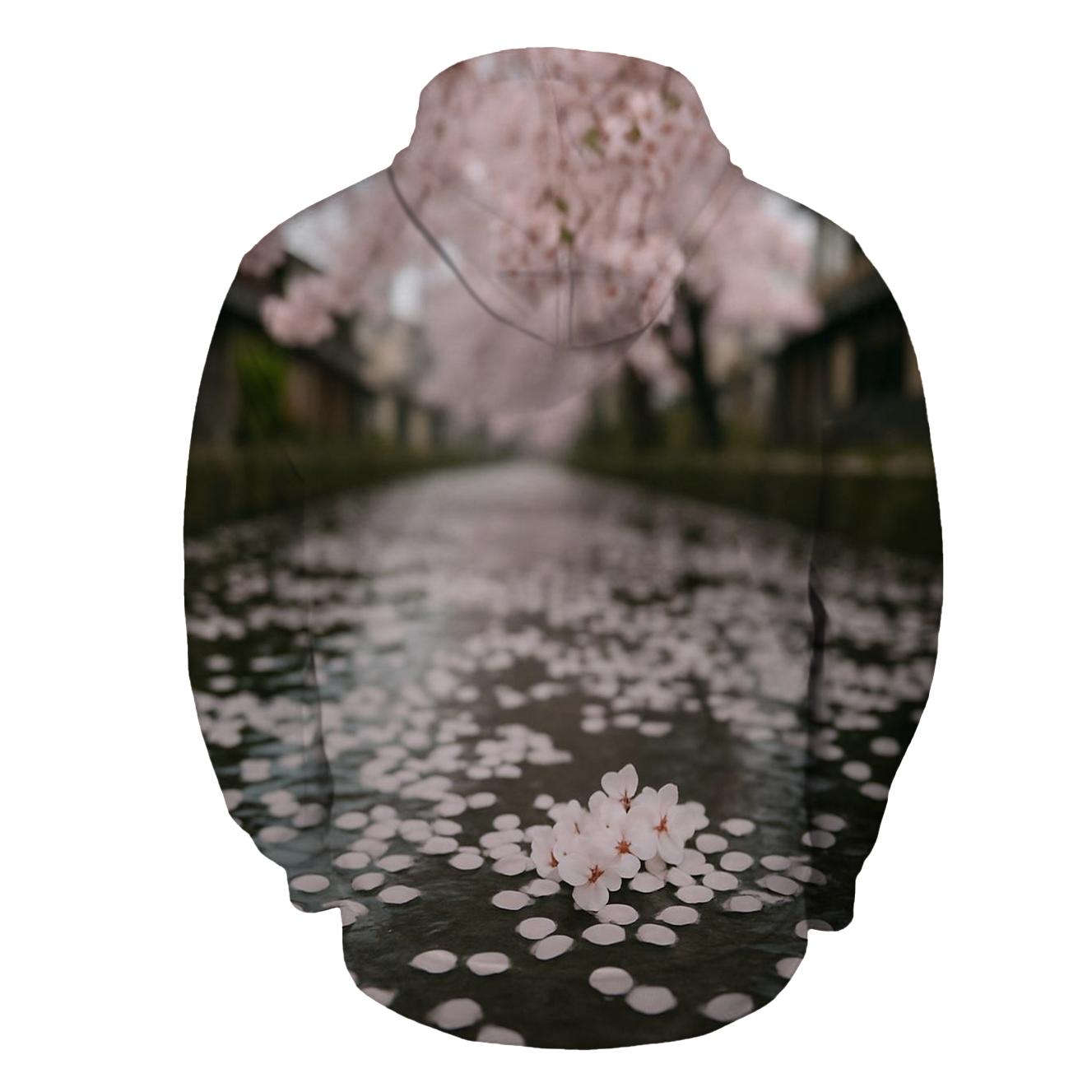 Cherry Blossoms Reflected In Canal Water graphic hoodies