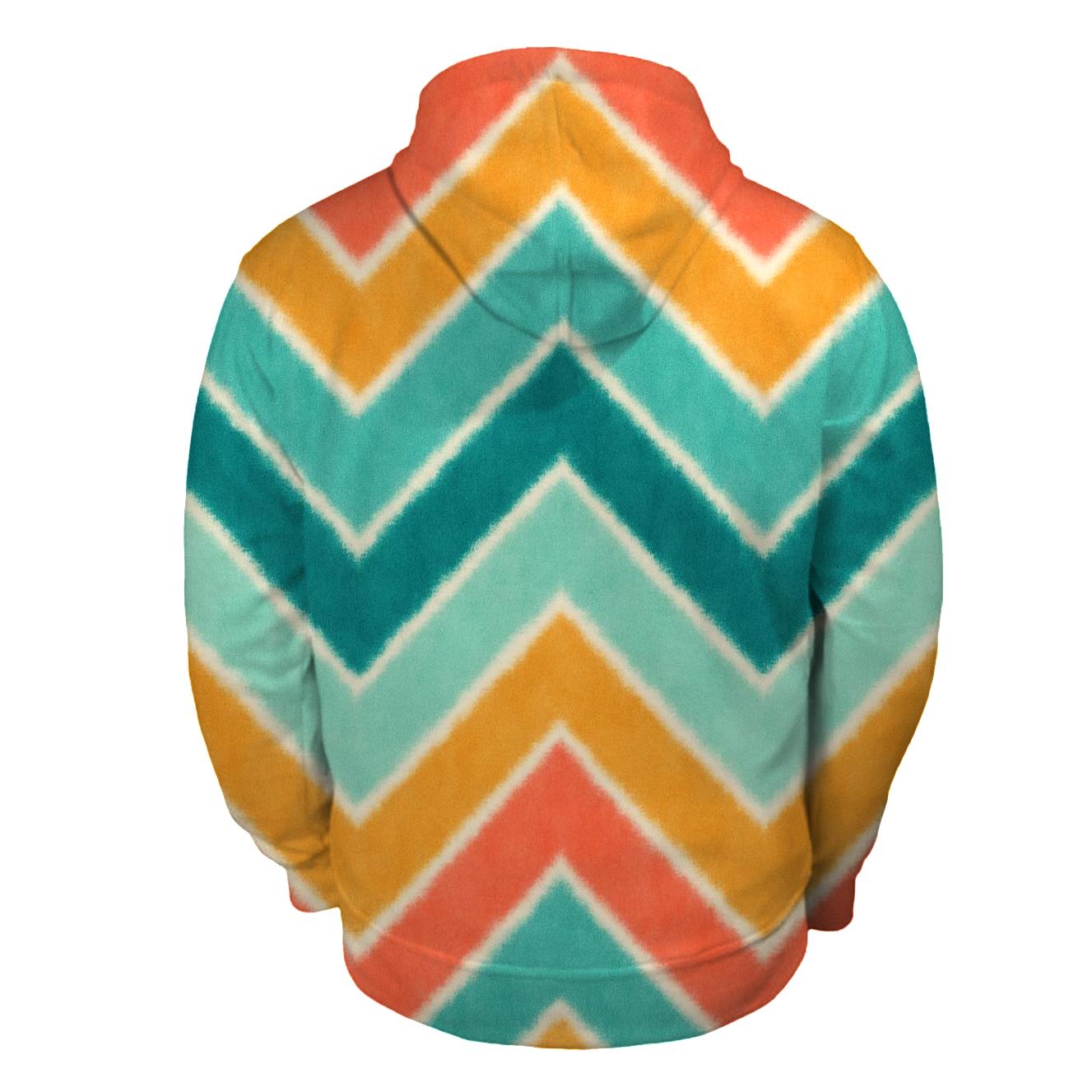 Coral Chevron Accordion Waves printed hoodies