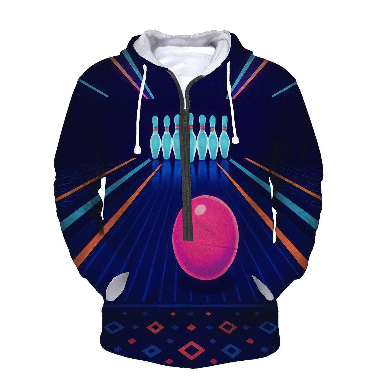 Retro Laser Bowling Night lightweight hoodies