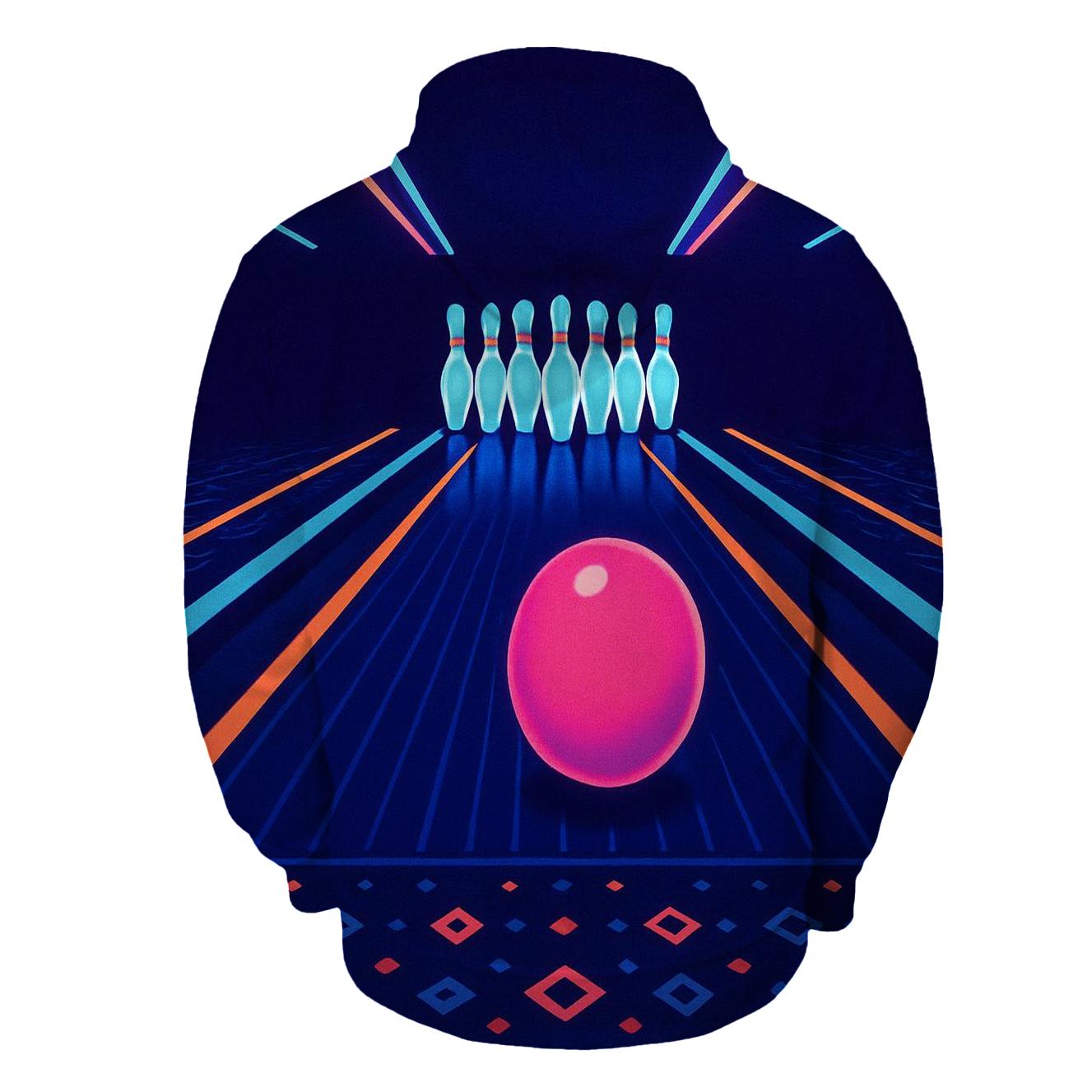 Retro Laser Bowling Night lightweight hoodies