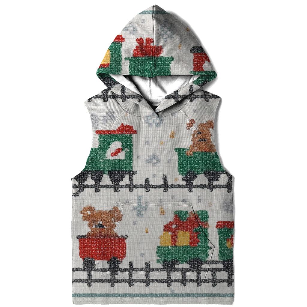 North Pole Toy Train Tracks zip-up hoodies