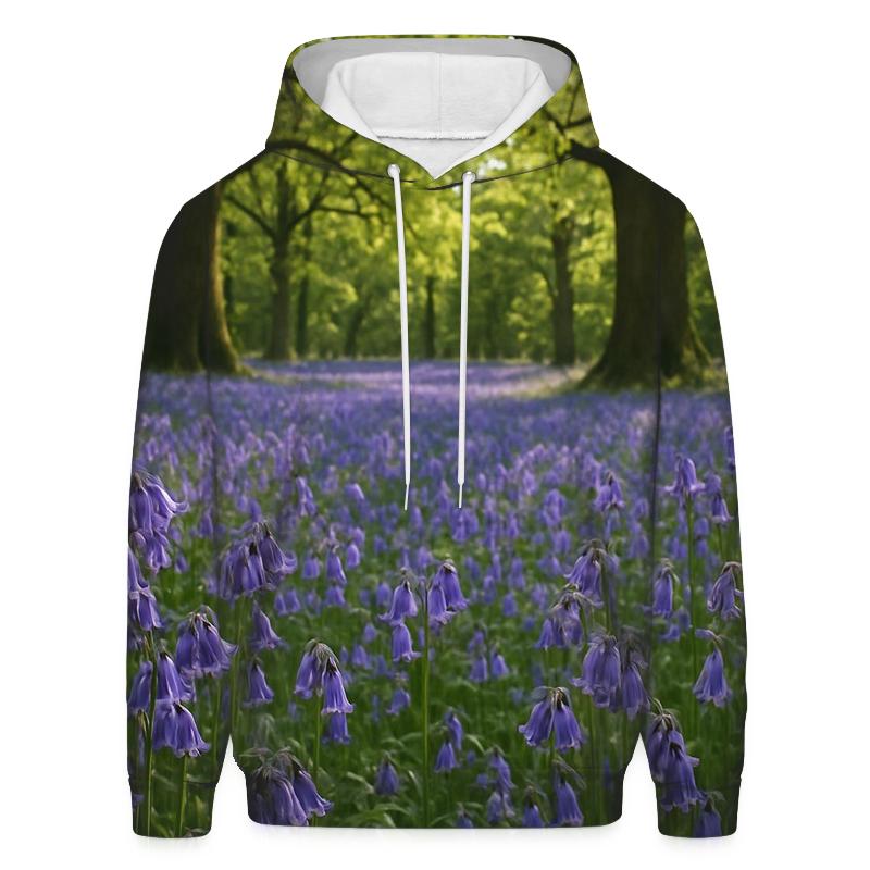 Bluebells Under Ancient Oak Canopy printed hoodies
