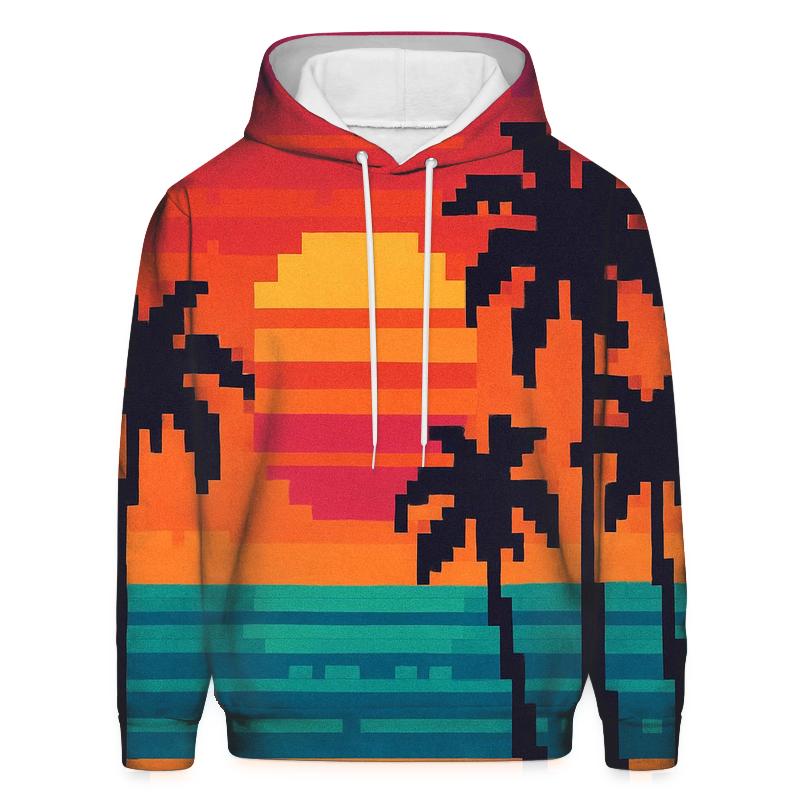 Pixel Beach Sunset pullover hoodies