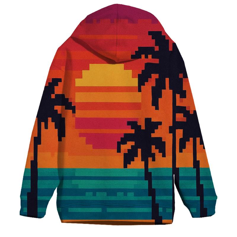 Pixel Beach Sunset pullover hoodies