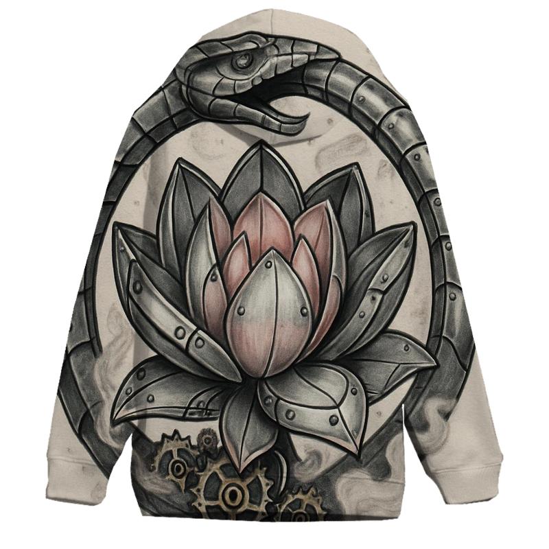 Mechanical Lotus Ouroboros hoodies fashion