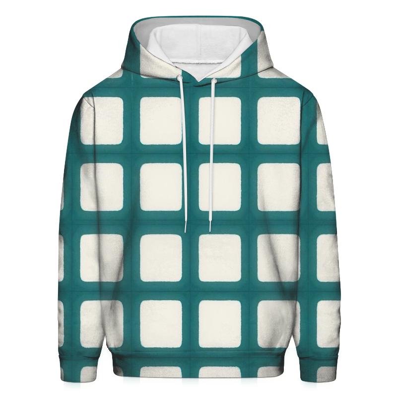 Itajime Teal Window Grid heavyweight hoodies
