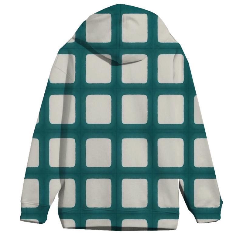 Itajime Teal Window Grid heavyweight hoodies