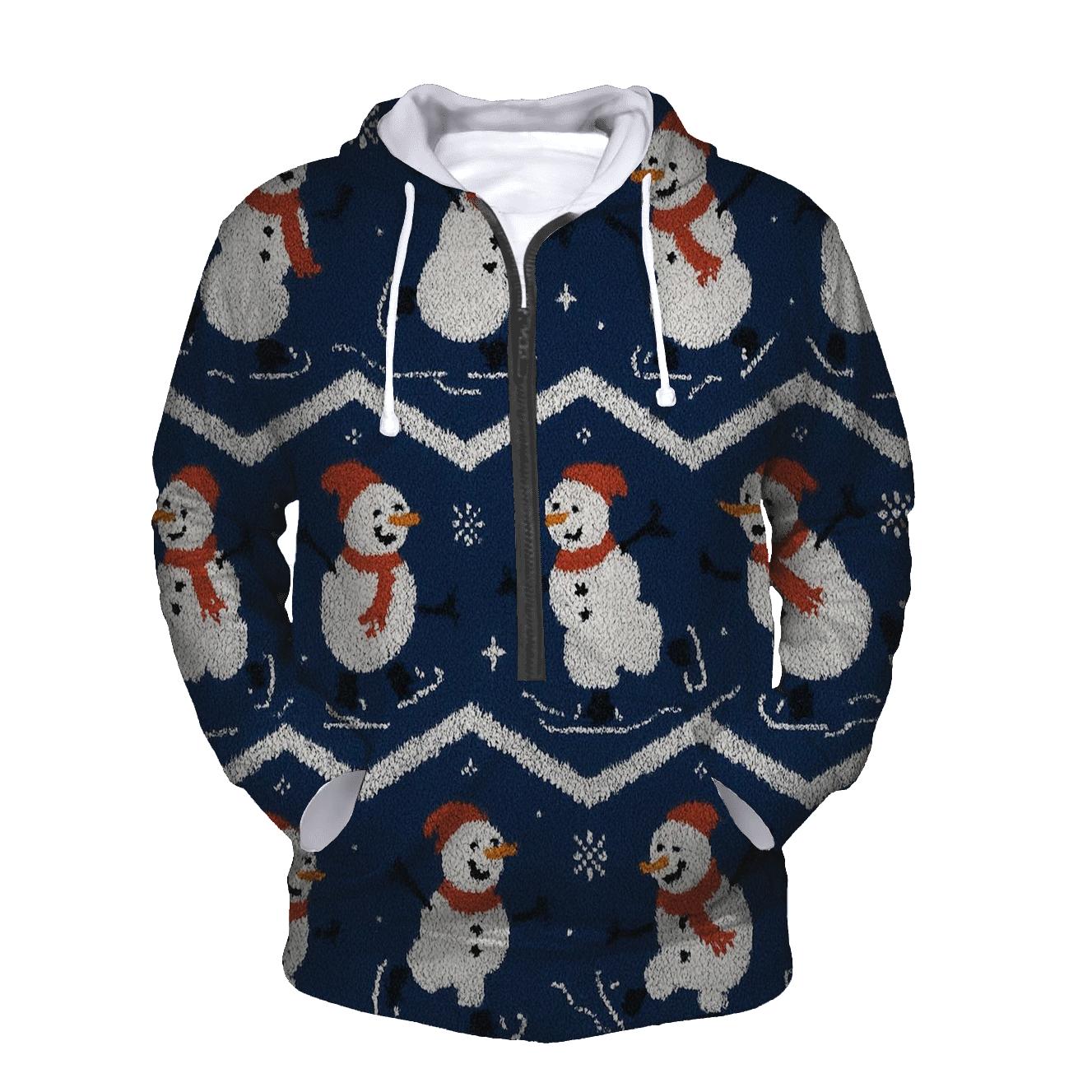 Snowman Skating Zigzag Bands graphic hoodies