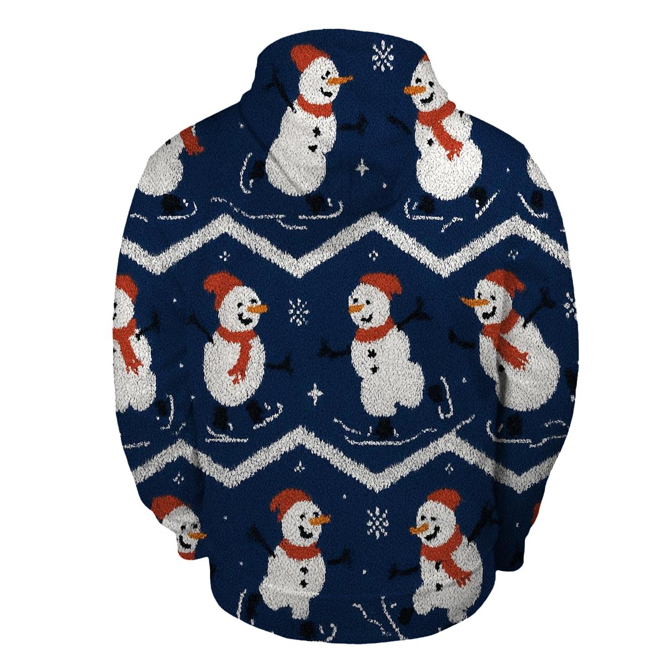 Snowman Skating Zigzag Bands graphic hoodies