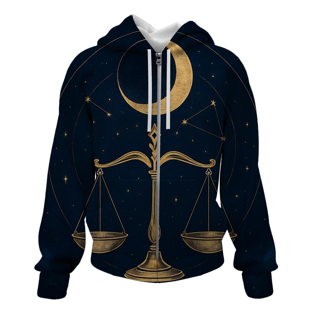 Luminous Libra Eclipse Scales zip-up hoodies