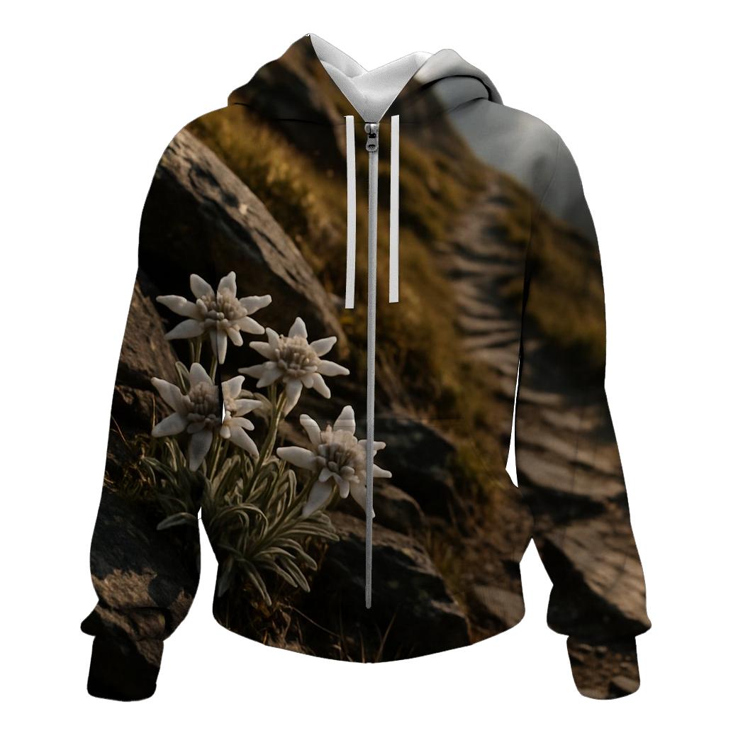 Alpine Edelweiss On Ancient Stone Path lightweight hoodies