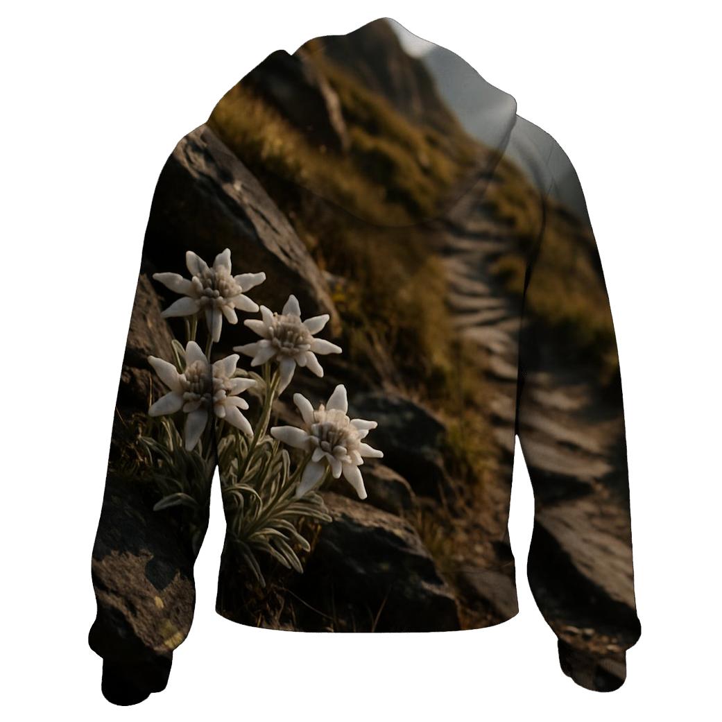 Alpine Edelweiss On Ancient Stone Path lightweight hoodies