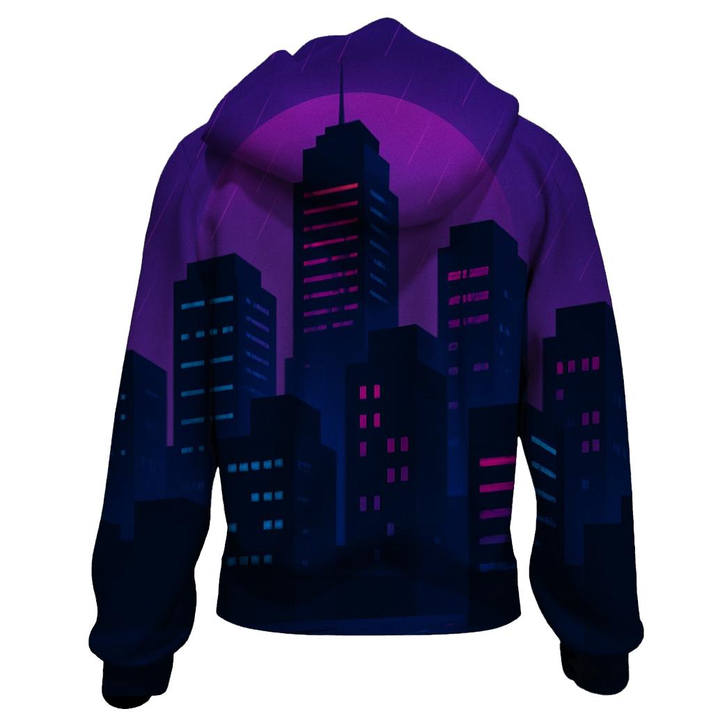 Retro Synth City Rain hoodie styles