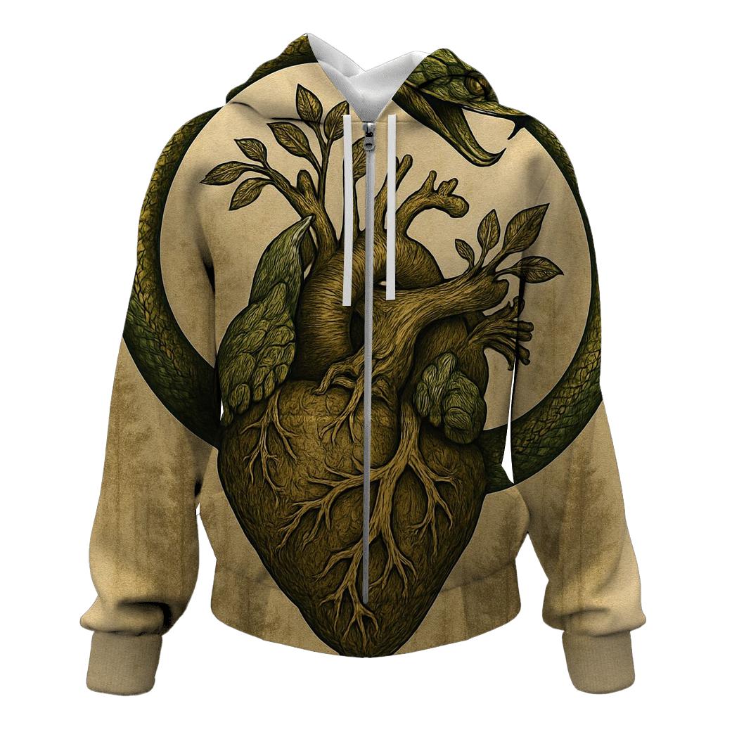 Forest Heart Ouroboros embroidered hoodies