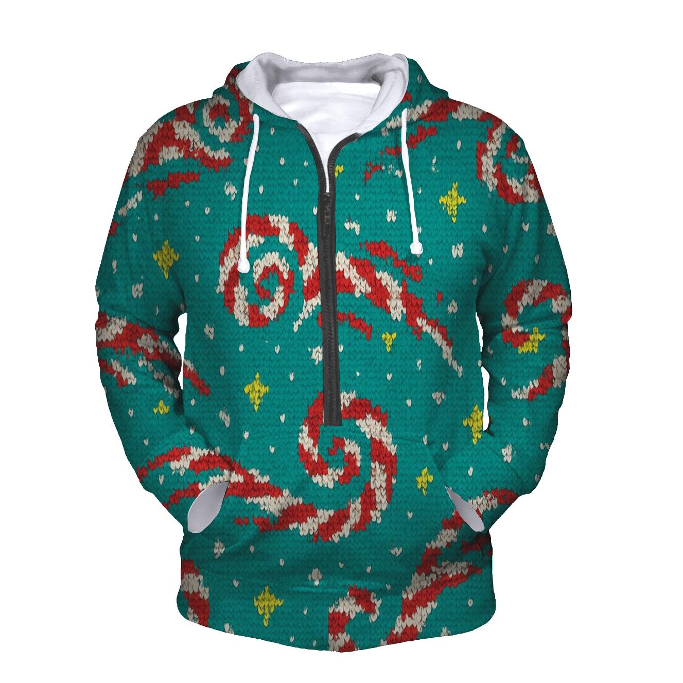 Candy Cane Comet Spiral Tiles pullover hoodies